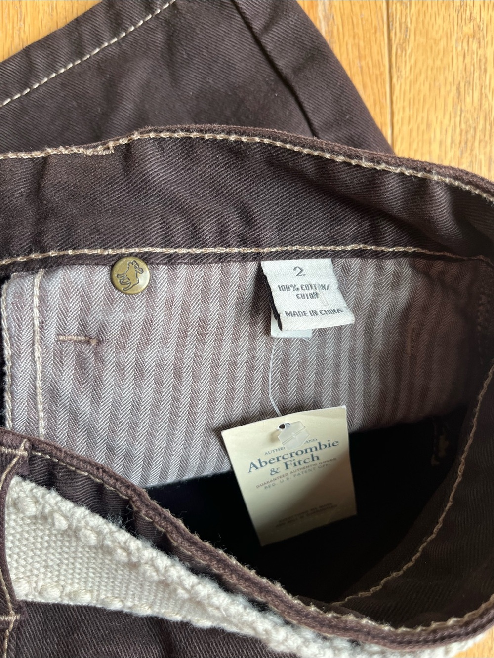Abercrombie & Fitch Brown Mini Skirt with Cream Colored Stitching - Picture 5 of 7
